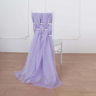 Lavender Lilac Designer Chiffon Chair Sashes - Versatile and Stylish Lavender Lilac Designer Chiffon Chair Sashes - Versatile and Stylish