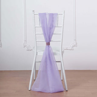 Lavender Lilac Designer Chiffon Chair Sashes - Add Elegance to Your Event Lavender Lilac Designer Chiffon Chair Sashes - Add Elegance to Your Event