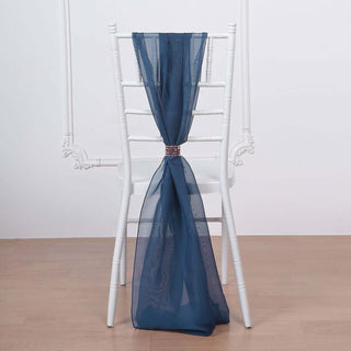 Navy Blue DIY Premium Designer Chiffon Chair Sashes - Add Elegance to Your Event Decor Navy Blue DIY Premium Designer Chiffon Chair Sashes - Add Elegance to Your Event Decor
