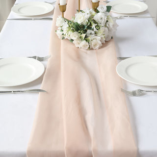 Elevate Your Event Decor with the 6ft Nude Premium Chiffon Table Runner