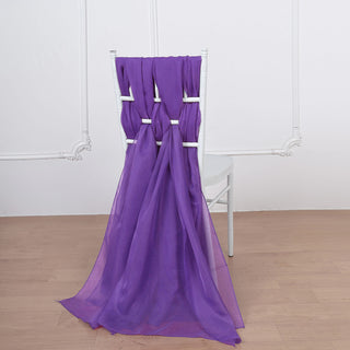 Mesmerizing Purple Chiffon Chair Sashes for a Touch of Elegance