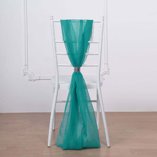 Turquoise Chiffon Chair Sashes: Add Elegance to Your Event Decor Turquoise Chiffon Chair Sashes: Add Elegance to Your Event Decor