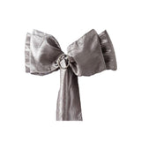 5 PCS | 6"x106" Silver Crinkle Crushed Taffeta Chair Sashes#whtbkgd