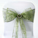 5 PCS | 7"x108" Olive Green Embroidered Organza Chair Sashes#whtbkgd