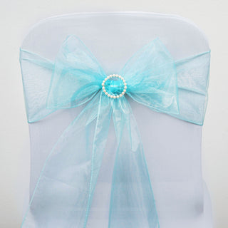 Light Blue Sheer Organza Chair Sashes - Add Elegance to Your Event Decor