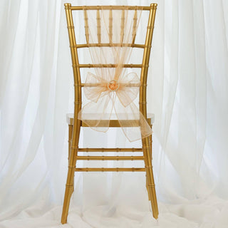 Add a Touch of Elegance with Peach Sheer Organza Chair Sashes