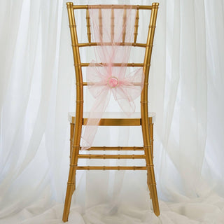 Add a Touch of Elegance with Pink Sheer Organza Chair Sashes