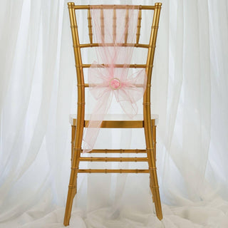 Add a Touch of Elegance with Pink Sheer Organza Chair Sashes Add a Touch of Elegance with Pink Sheer Organza Chair Sashes