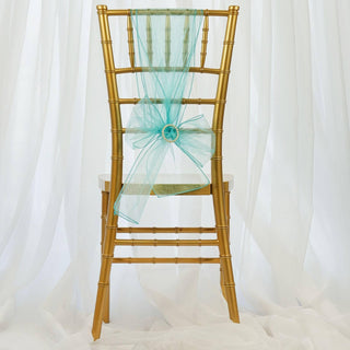 Turquoise Sheer Organza Chair Sashes - Add Elegance to Your Event Decor