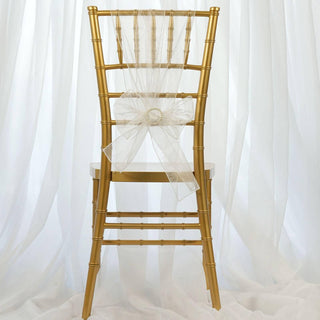 Elegant White Sheer Organza Chair Sashes for Stunning Event Decor Elegant White Sheer Organza Chair Sashes for Stunning Event Decor
