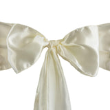 5 pack - 6 inch x 106 inch Ivory Satin Chair Sashes#whtbkgd