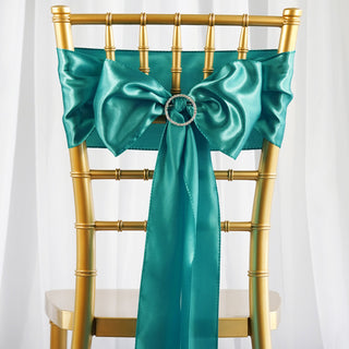 Create a Stunning Turquoise Ambiance with Satin Chair Sashes
