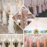 Beige Chiffon Curly Chair Sash | TableclothsFactory