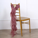 Mauve/Cinnamon Rose Chiffon Curly Chair Sash