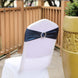 5 pack Metallic Navy Blue Spandex Chair Sashes With Attached Round Diamond Buckles