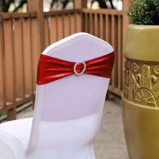 Add a Touch of Elegance with Metallic Red Spandex Chair Sashes Add a Touch of Elegance with Metallic Red Spandex Chair Sashes