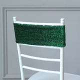 5 Pack | Hunter Emerald Green Metallic Shimmer Tinsel Spandex Chair Sashes