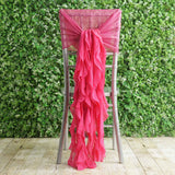1 Set Fuchsia Chiffon Hoods With Ruffles Willow Chiffon Chair Sashes