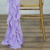 1 Set Lavender Lilac Chiffon Hoods With Ruffles Willow Chiffon Chair Sashes#whtbkgd