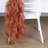 1 Set Terracotta (Rust) Chiffon Hoods With Ruffles Willow Chair Sashes#whtbkgd