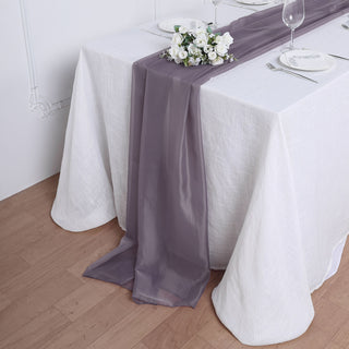 Enhance Your Event Decor with the Versatile 6ft Violet Amethyst Premium Chiffon Table Runner