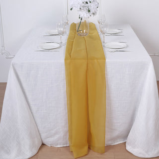 Mustard Yellow Premium Chiffon Table Runner - Add Elegance and Warmth to Your Event