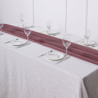 Enhance Your Event with the 6ft Mauve/Cinnamon Rose Premium Chiffon Table Runner