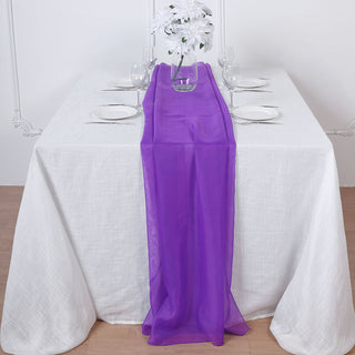 6ft Purple Premium Chiffon Table Runner
