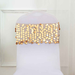 Matte Champagne Big Payette Sequin Chair Sashes - Add Glamour to Your Event