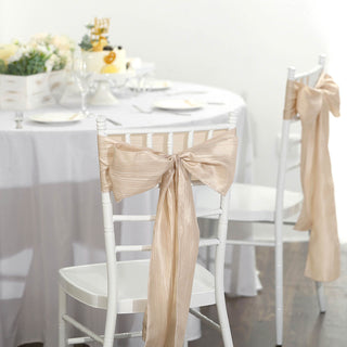Enhance Your Chairs with Beige Accordion Crinkle Taffeta