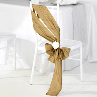 Add a Touch of Elegance with Gold Accordion Crinkle Taffeta Chair Sashes