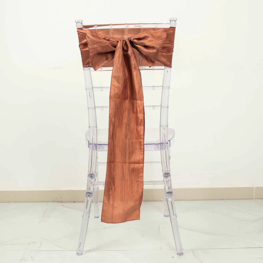 5 Pack Terracotta (Rust) Accordion Crinkle Taffeta Chair Sashes
