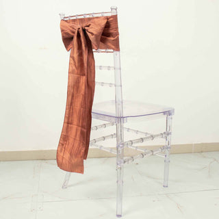 Terracotta (Rust) Accordion Crinkle Taffeta Chair Sashes - The Perfect Decorative Touch