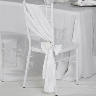 Add Elegance and Glamour with White Accordion Crinkle Taffeta Chair Sashes