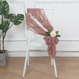 Create a Look of Rustic Elegance with Dusty Rose Gauze Chair Sashes