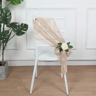 Add a Touch of Elegance to Your Wedding Decor with Nude Beige Gauze Chair Sashes