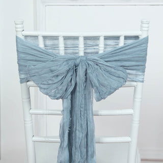 Enhance Your Event Decor with Dusty Blue Gauze Chair Sashes
