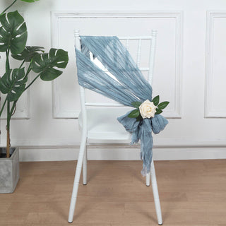 Create Unforgettable Memories with Dusty Blue Gauze Cheesecloth Boho Chair Sashes
