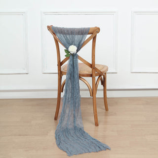Add a Touch of Elegance with Dusty Blue Gauze Cheesecloth Boho Chair Sashes