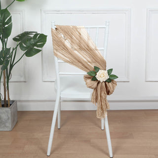 Elevate Your Wedding Decor with Beige Gauze Chair Sashes