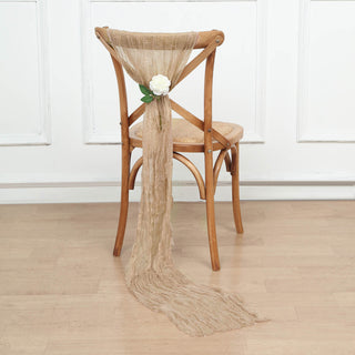 Beige Gauze Cheesecloth Boho Chair Sashes
