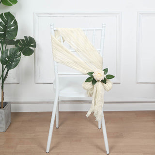 Add a Touch of Rustic Elegance with Cream Gauze Chair Sashes
