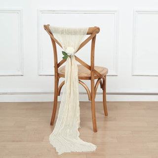 Cream Gauze Cheesecloth Boho Chair Sashes - Add Elegance to Your Event