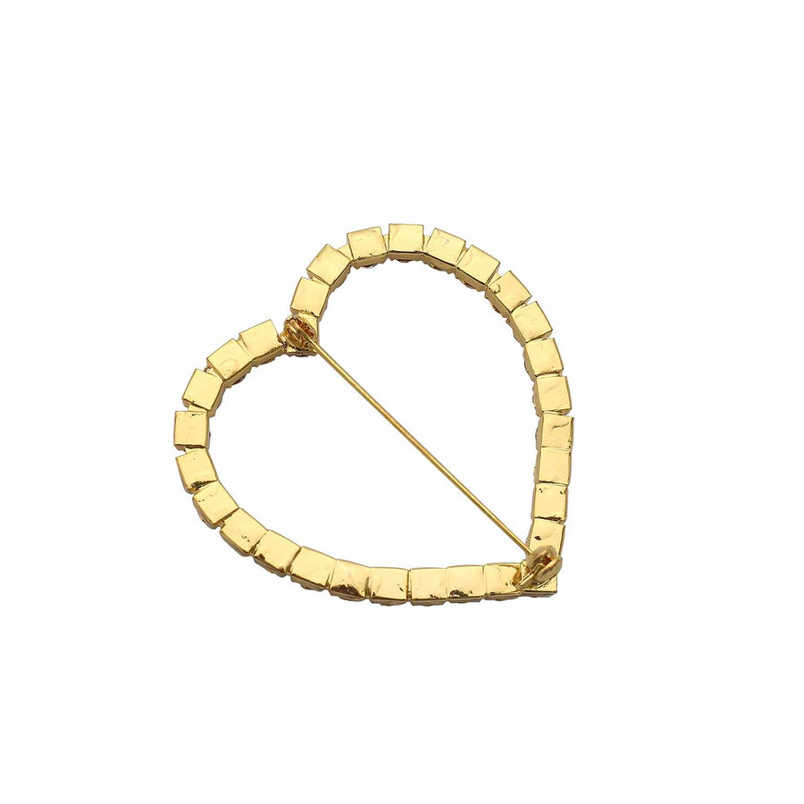 2inch Gold Diamond Heart Metal Chair Sash Bow Pin, Rhinestone Chair Wrap Band Buckle Brooch