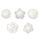 5 Pcs - Assorted Silver Plated Rhinestone Brooches with Pearl Center - Floral Sash Pin Brooch Bouquet Decor