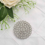 3inch Silver Diamond Metal Flower Chair Sash Bow Pin