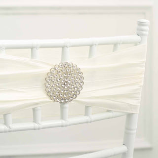 The Perfect Silver Diamond Metal Flower Chair Sash Bow Pin for Any Occasion