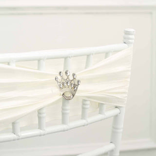 Stunning Silver Diamond Metal Crown Sash Bow Pin Stunning Silver Diamond Metal Crown Sash Bow Pin