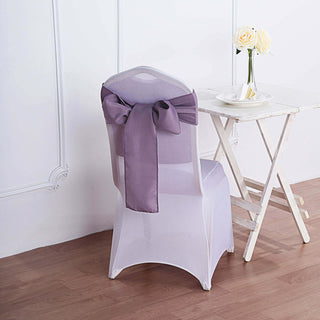 Add a Touch of Elegance with Violet Amethyst Polyester Chair Sashes Add a Touch of Elegance with Violet Amethyst Polyester Chair Sashes