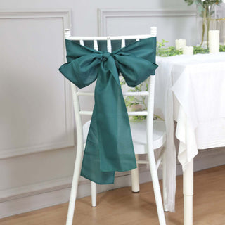Enhance Your Event Decor with Peacock Teal Polyester Chair Sashes Enhance Your Event Decor with Peacock Teal Polyester Chair Sashes
